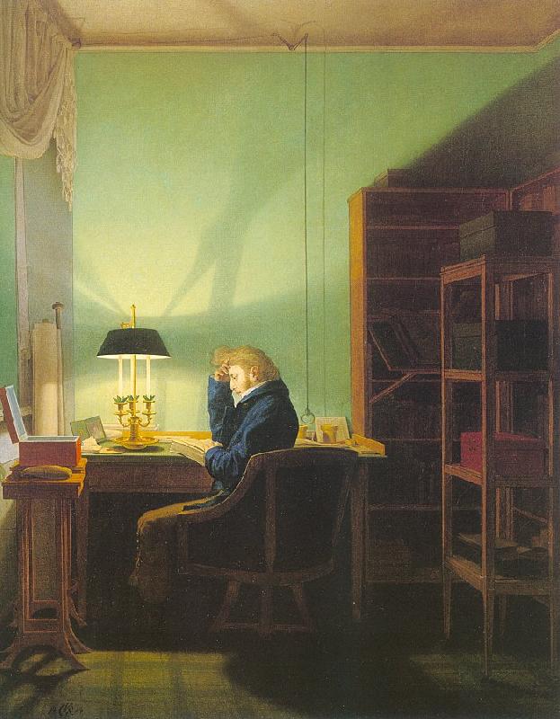 Georg Friedrich Kersting Man Reading by Lamplight oil painting picture